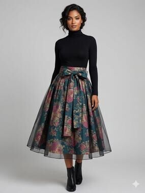 Dark Romance, Whimsigoth, Coquette Aesthetic NWT XL A-Line Midi Length w/Tulle